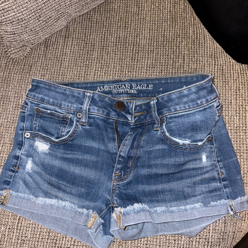American Eagle Outfitters Distressed Blue Jean Shorts